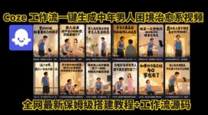 coze工作流一键生成”中年男人困境扎心高涨粉高播放量图文视频”保姆级拆解教程,无需剪辑,无需拍摄写文案-升阶有道