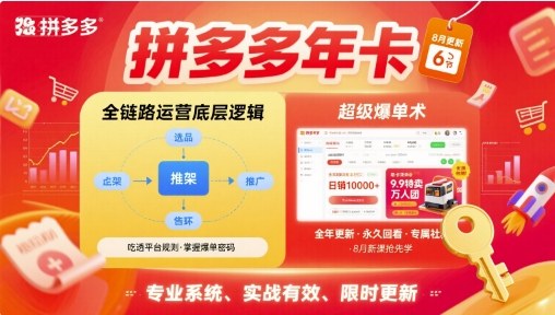 拼多多年卡【8月更新6节】拼多多全链路运营底层逻辑，超级爆单术-升阶有道