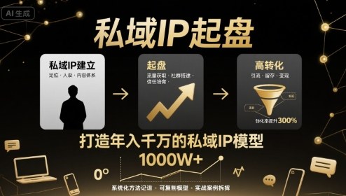 私域IP起盘，私域ip建立、起盘、高转化，打造年入千万的私域ip模型-升阶有道