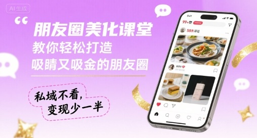朋友圈美化课堂，教你轻松打造，吸睛又吸金的朋友圈，私域不看，变现少一半-升阶有道