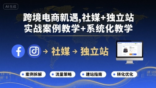 跨境电商新机遇，社媒+独立站，实战案例教学+系统化教学-升阶有道