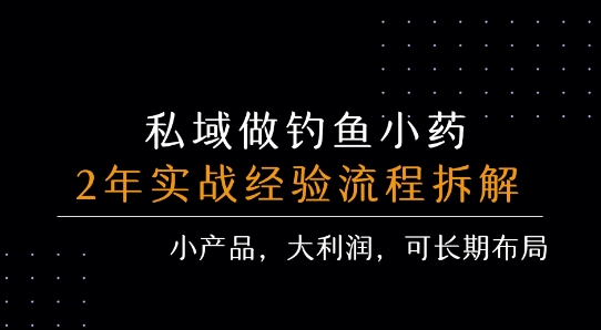 私域做钓鱼小药 每单利润3张+ 详细流程拆解-升阶有道
