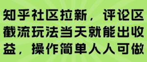 知乎社区拉新，评论区截流玩法当天就能出收益，操作简单人人可做-升阶有道