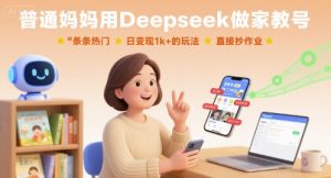 普通妈妈用Deepseek做家教号,条条热门,日变现1k+的玩法,直接抄作业-升阶有道