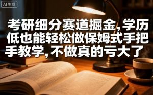 考研细分赛道掘金,日入1k+,学历低也能轻松做保姆式手把手教学,不做真的亏大了【揭秘】-升阶有道