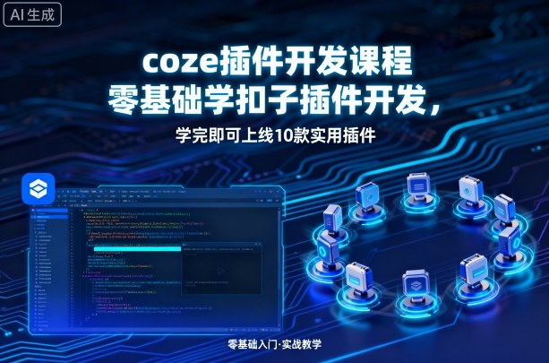 coze插件开发课程，零基础学扣子插件开发，学完即可上线10款实用插件-升阶有道