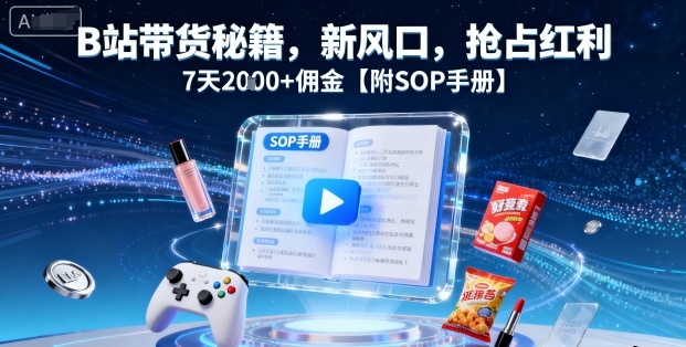 B站带货秘籍，新风口，抢占红利，7天2k+佣金【附SOP手册】-升阶有道