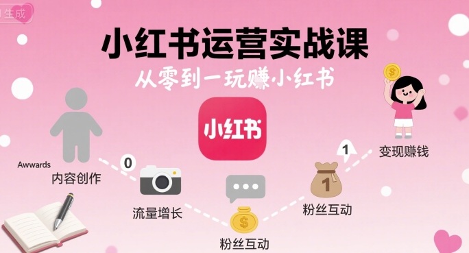 小红书运营实战课，从零到一玩賺小红书-升阶有道