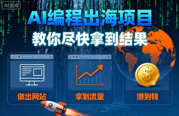 AI编程出海项目，教你尽快拿到结果-做出网站、拿到流量、賺到钱-升阶有道