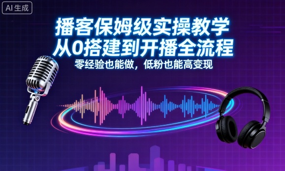 播客保姆级实操教学，从0搭建到开播全流程，零经验也能做，低粉也能高变现-升阶有道