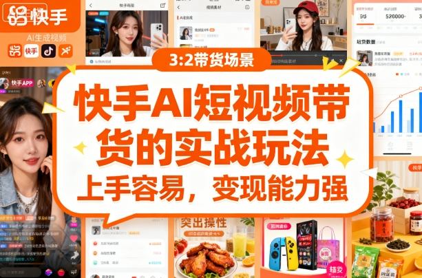 快手ai短视频带货的实战玩法，上手容易，变现能力强-升阶有道