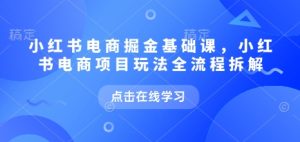 小红书电商掘金课,小红书电商项目玩法全流程拆解(更新9月)-升阶有道