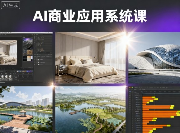AI商业应用系统课，室内-软装-建筑-景观，智能设计+效果图+动画画实战-升阶有道