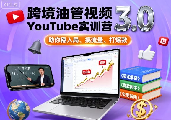 跨境油管视频YouTube实训营3.0，助你稳入局、搞流量、打爆款-升阶有道