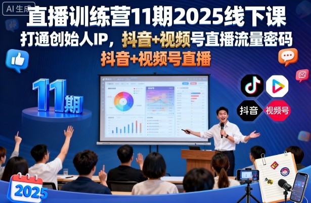 直播训练营11期2025线下课，打通创始人IP，抖音+视频号直播流量密码，教你做出高流量高变现的直播间-升阶有道