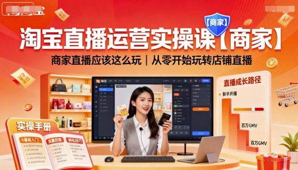淘宝直播运营实操课【商家】，商家直播应该这么玩，从零开始玩转店铺直播-升阶有道