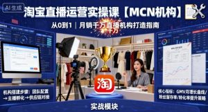 淘宝直播运营实操课【MCN机构】,从0到1做一家月销千W的直播机构-升阶有道