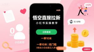 悟空直搜拉新小红书实操教学,一单10米,低门槛,0粉丝小白也能日入多张-升阶有道