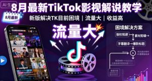 8月最新TikTok影视解说教学,新版解决TK目前困境,流量大,收益高-升阶有道