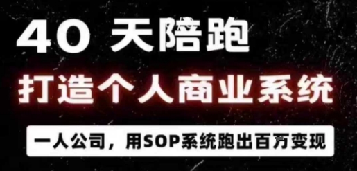 40天陪跑打造个人商业系统，一人公司，用SOP系统跑出百W变现-升阶有道