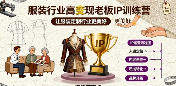 服装行业高变现老板IP训练营，让服装定制行业更美好-升阶有道