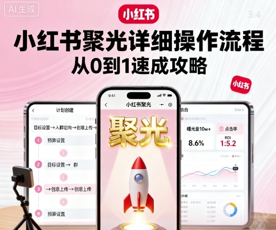 小红书聚光详细操作流程，小红书聚光从0到1速成攻略-升阶有道