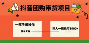 抖音团购带货项目,一部手机简单操作,一周3k+-升阶有道