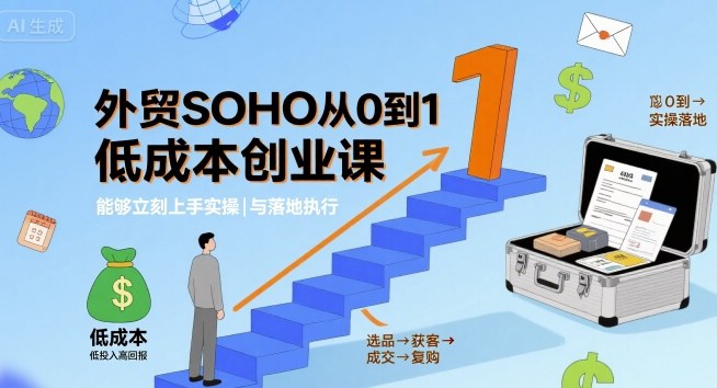 外贸SOHO从0到1低成本创业课，能够立刻上手实操与落地执行-升阶有道