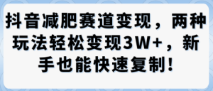 抖音减肥赛道变现,两种玩法轻松变现3W+,新手也能快速复制-升阶有道