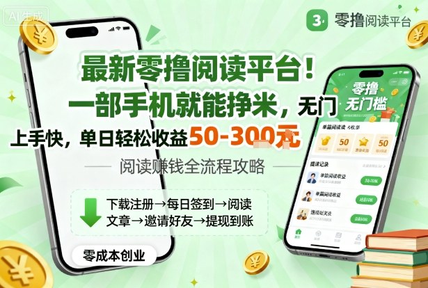 最新零撸阅读平台！一部手机就能挣米，无门槛上手快，单日轻松收益50-3张【揭秘】-升阶有道