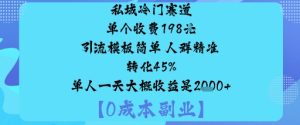 私域冷门赛道:单个收费198米引流模板简单人群精准转化45%单人一天大概收益是1k+-升阶有道