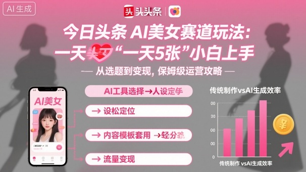 今日头条AI美女赛道玩法，一天轻松5张，小白轻松上手-升阶有道