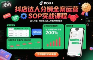 抖店达人分销全案运营SOP实战课程,为你揭开达人对接的神秘面纱-升阶有道
