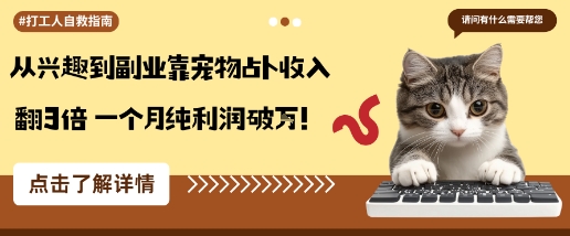 从兴趣到副业靠宠物占卜收入翻3倍一个月纯利润破W-升阶有道