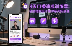 3天口播速成训练营,会搞钱的设计师IP系列实战课-升阶有道