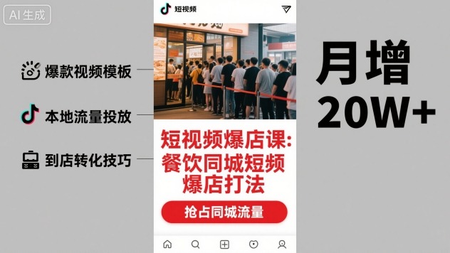 短视频爆店课，餐饮同城短视频爆店打法-升阶有道