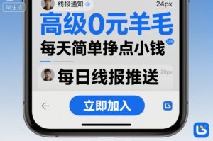 高级0元羊毛线报社群项目,每天简单挣点小钱-升阶有道