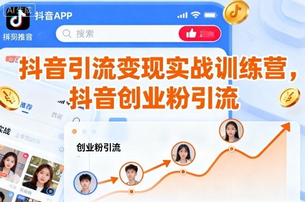 抖音引流变现实战训练营，抖音创业粉引流-升阶有道