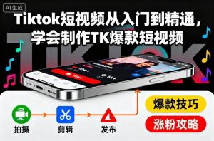 Tiktok短视频从入门到精通,学会制作TK爆款短视频-升阶有道