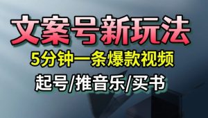 文案号新玩法,5分钟一条爆款视频,流量高,起号快,多方位变现-升阶有道