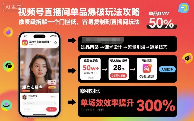 视频号直播间单品爆破玩法攻略，像素级拆解一个门槛低，容易复制到直播间玩法-升阶有道