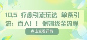 疗愈引流玩法,单条引流百人,保姆级全流程-升阶有道