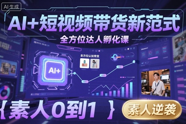 AI+短视频带货新范式全方位达人孵化课，素人也可以从0到1，全方位认知短视频带货-升阶有道