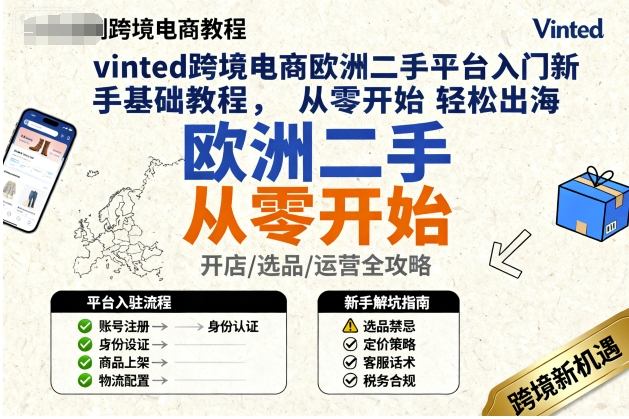 vinted跨境电商欧洲二手平台入门新手基础教程，从零开始轻松出海-升阶有道