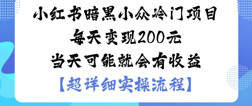小红书暗黑小众冷门项目每天变现2张当天可能就会有收益-升阶有道