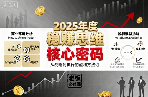 2025年度稳賺思维老板创业营，拆解2025年新商业环境下，企业实现持续盈利的核心密码-升阶有道