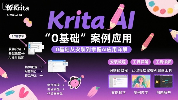 Krita AI绘画入门课，0基础从安装到案例应用krita AI使用详解-升阶有道