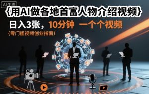 用AI做各地首富人物介绍视频，日入3张，10分钟一个视频-升阶有道