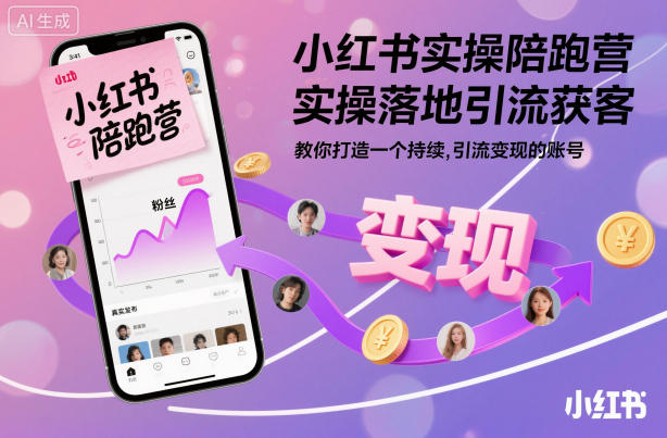 小红书实操陪跑营，实操落地引流获客，教你打造一个持续引流变现的账号-升阶有道