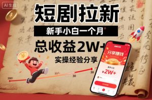 短剧拉新新手小白一个月总收益2W+实操经验分享-升阶有道